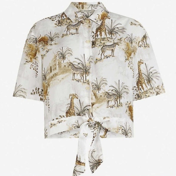 ALLSAINTS Shortsleeved Crop Top with tie front design. Montessori mom zoo outfit - Picture 10 of 10